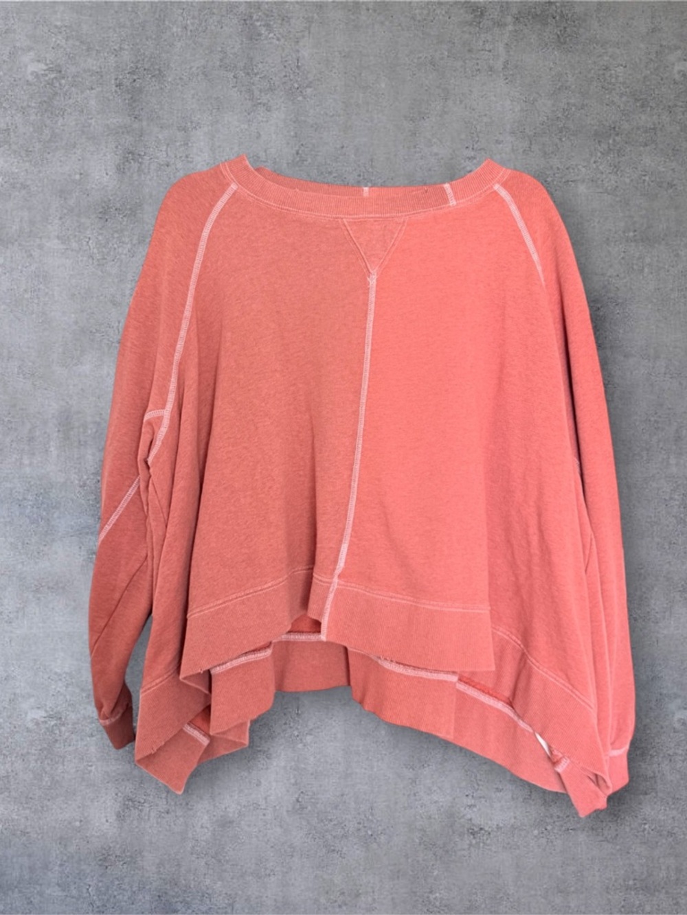 Free People Oversized Raw Hem Sweatshirt Coral Size Small